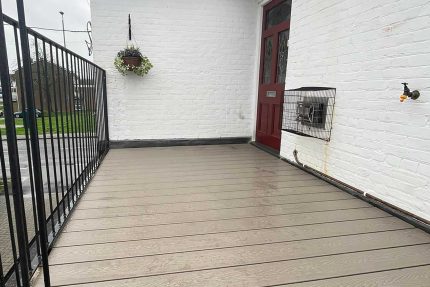 Fabricated outside staircase composite decking builders elegance architectural design planning permission building regulations.
