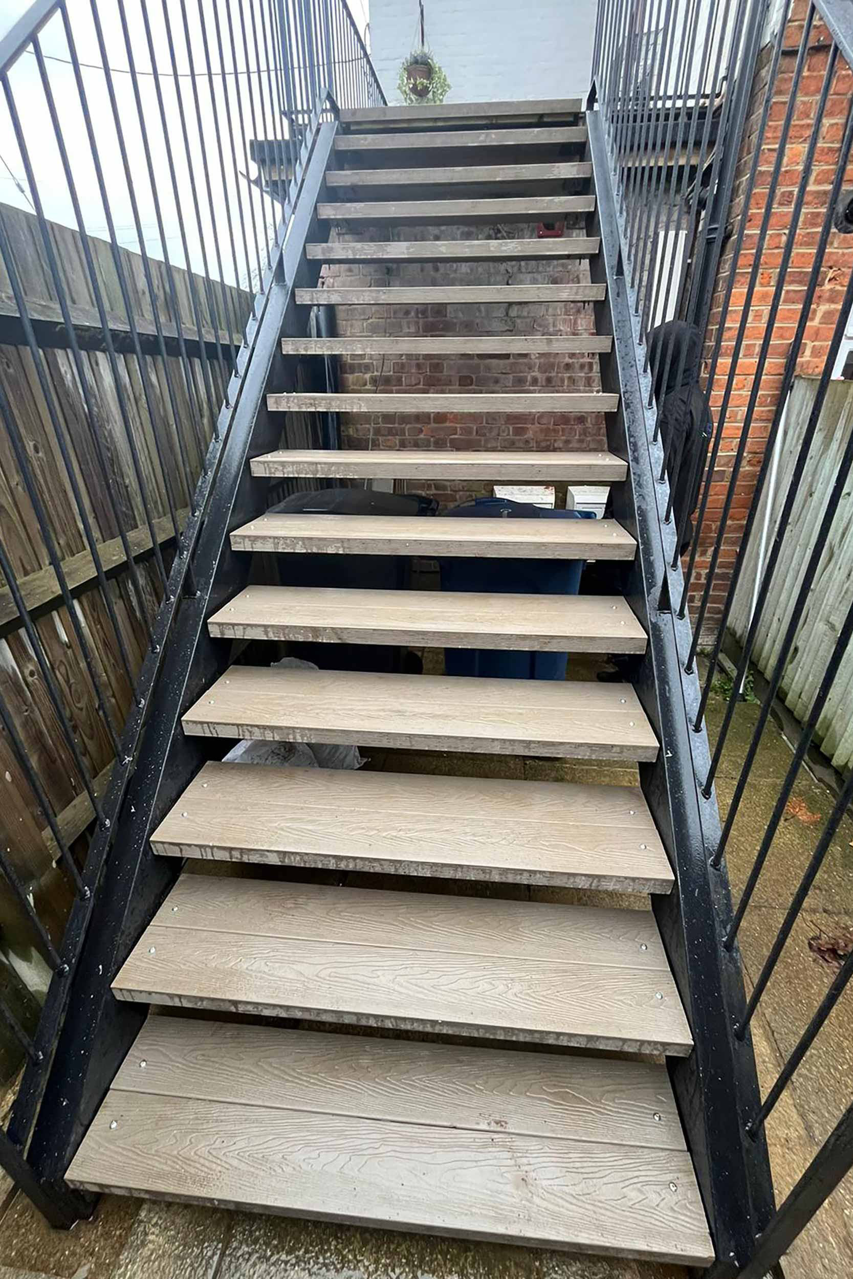 Fabricated outside staircase composite decking builders elegance architectural design planning permission building regulations