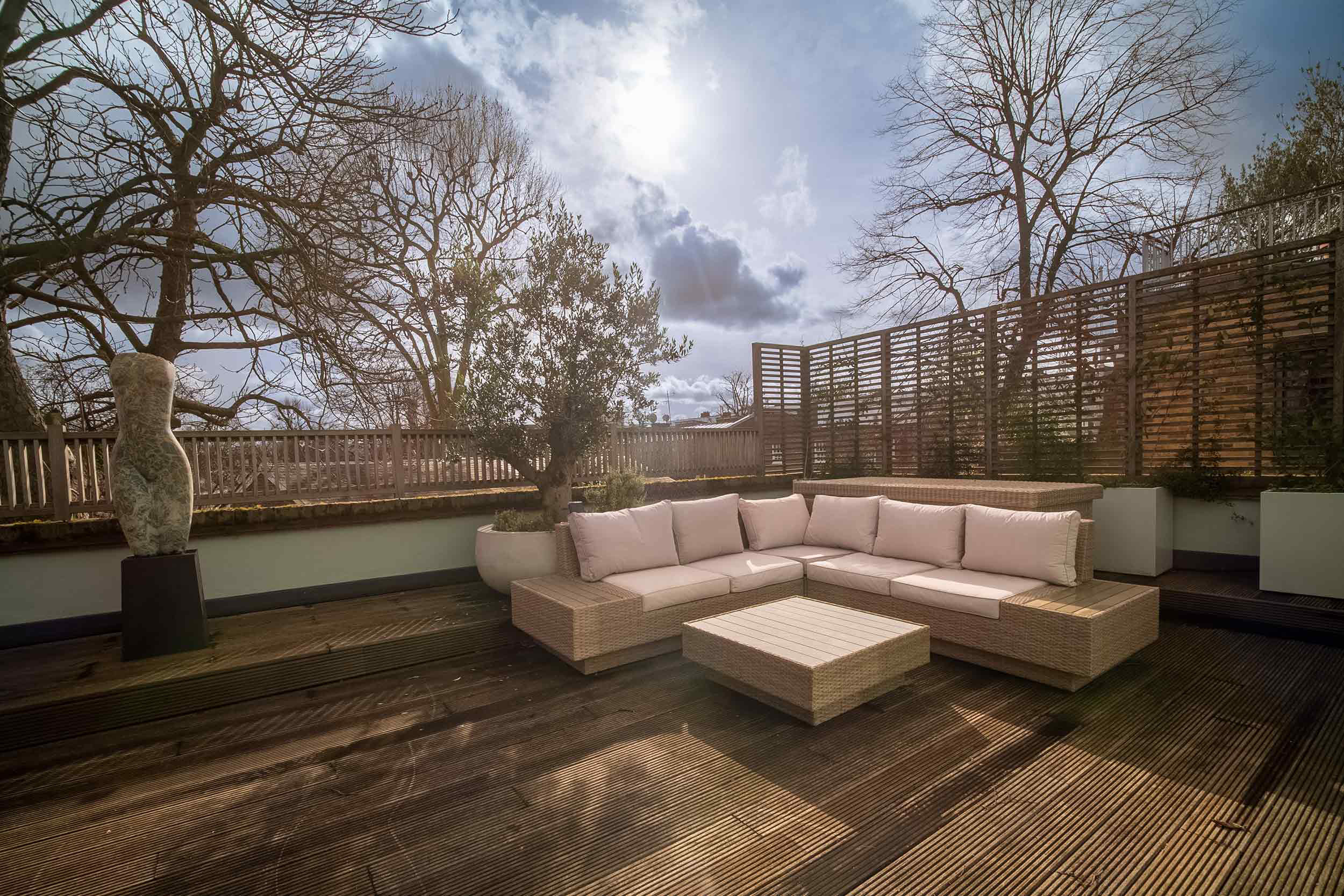 Roof Terrace Designer Kensington Chelsea Beautiful Elegance Hard Wood Decking Builders Plants Outdoor Space