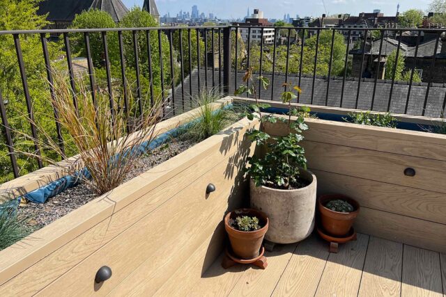 Flat Roofer near me West Hampstead London roof garden terrace builders, completed contemporary roof terrace conversion and refurbishments.