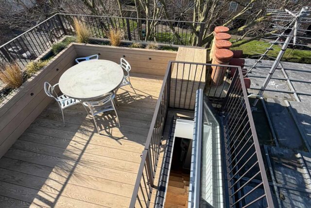 Flat Roof conversion company West Hampstead London garden terrace builders, completed contemporary terrace conversion and refurbishments.