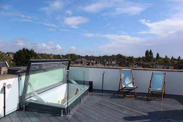 Flat roofer roof garden builders little Venice Maida Vale London we converted an underutilized butterfly roof into a functional terrace.