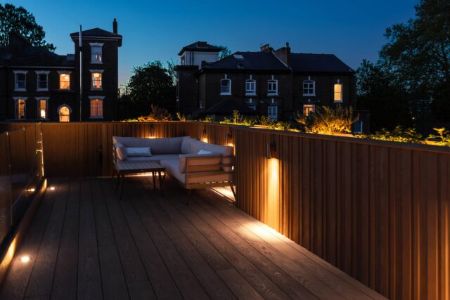 Low-maintenance urban planting and landscaping for a Highbury rooftop terrace.